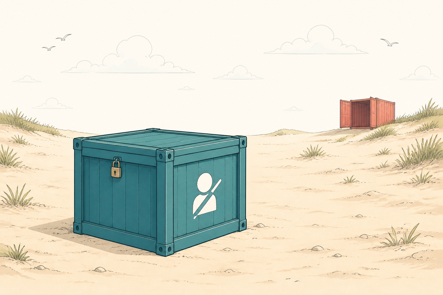 Sealed crate still life for Docker