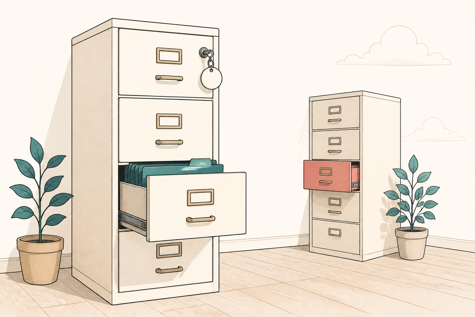 Numbered drawer still life for the IDOR guide